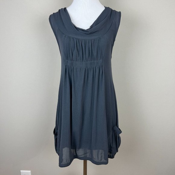 Weston Wear Tunic Top XS Gray Mesh Sheer Lined Pleated Smocked Sleeveless Womens - Picture 1 of 11